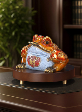 三足金蟾黄铜摆件八方来财客厅办公室桌面收银台装饰乔迁开业礼品