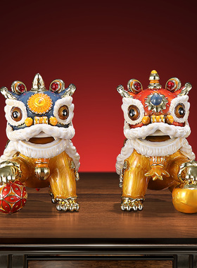 国潮醒狮子摆件招财纳福客厅家居装饰品狮子镇宅乔迁新店开业礼物
