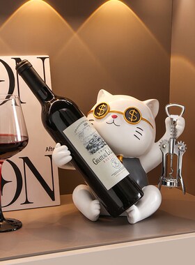 招财猫红酒架酒柜装饰品摆件轻奢高档家居客厅电视餐边柜2023新款