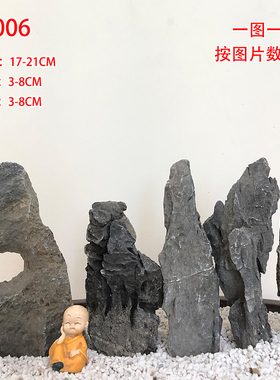 抱树石天然造景石客厅田园精品盆景桌面庭院附树石送礼装饰品摆件