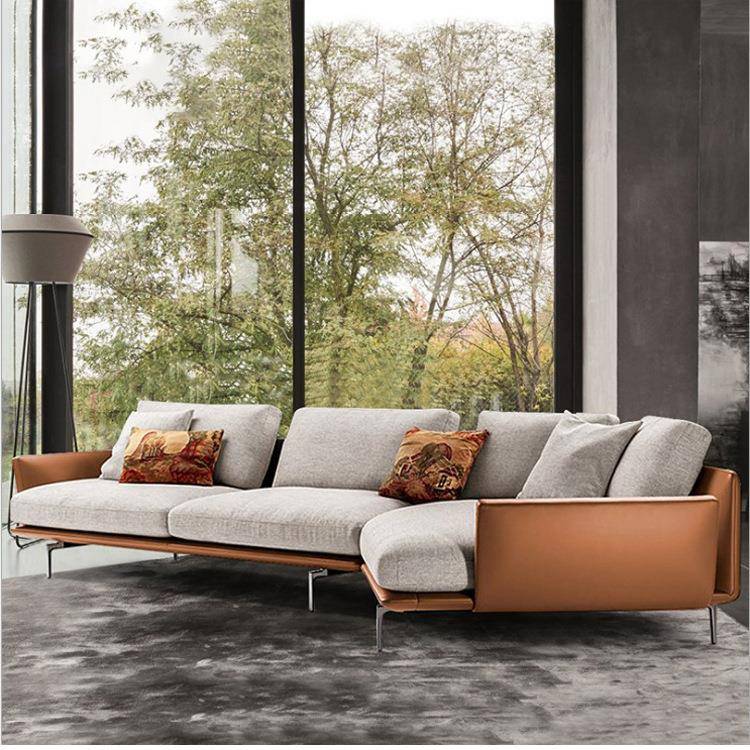 轻奢极简真皮沙发设计师客厅现代简约纳帕异形贵妃沙发大户型组合 - 图0