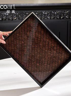 邸高家居高档星级酒店西餐厅岛台餐桌托盘轻奢高档木质收纳盘摆件