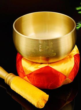 全铜万字八吉祥铜磬瑜伽冥想颂引磬打击乐器佛音碗引庆一套修行钵