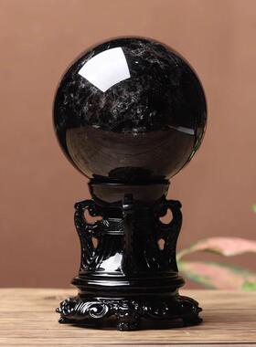 威弗列德天然黑水晶球摆件五行属水原石居家办公室观赏开业送礼品