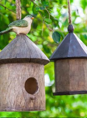 户外庭院树脂创意仿真鸟屋鸟窝别墅花园阳台园艺景观装饰挂件防腐