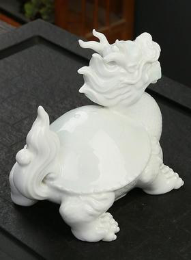 招财龙龟陶瓷摆件玄关酒柜办公室家居茶室桌面装饰品茶宠精品可养