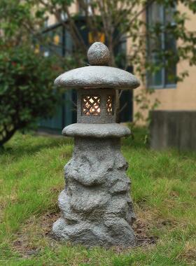 新中式摆件户外庭院仿石灯笼太阳能草坪灯塔花园落地装饰造景布置