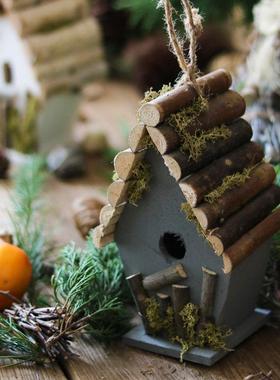 森林木质小房子木屋圣诞可爱装饰摆件花园庭院阳台创意手工杂货