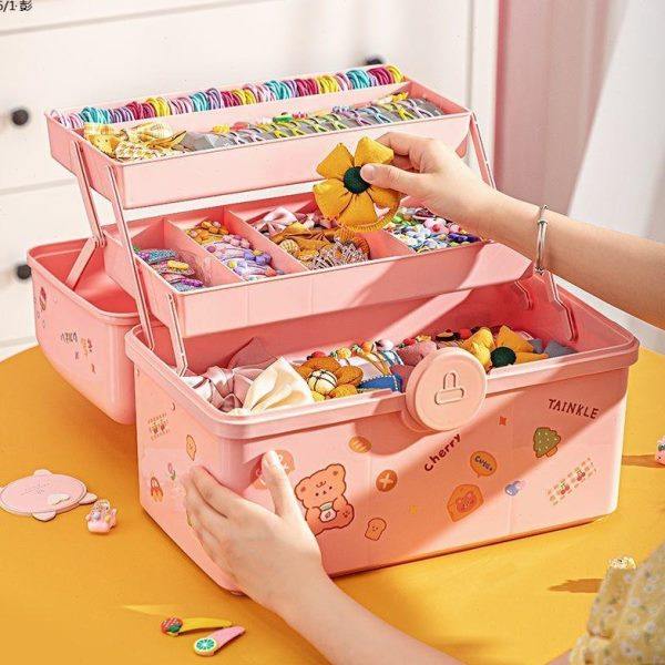 Jewelry box storage box head rope girls children's hair accessories baby hair clip girls box headwear hair card rubber band jewelry