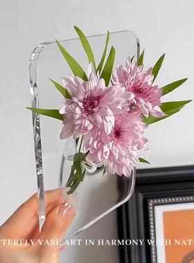 高级感相框塑料花瓶摆件客厅亚克力花瓶插花桌面装饰摆件客厅水培