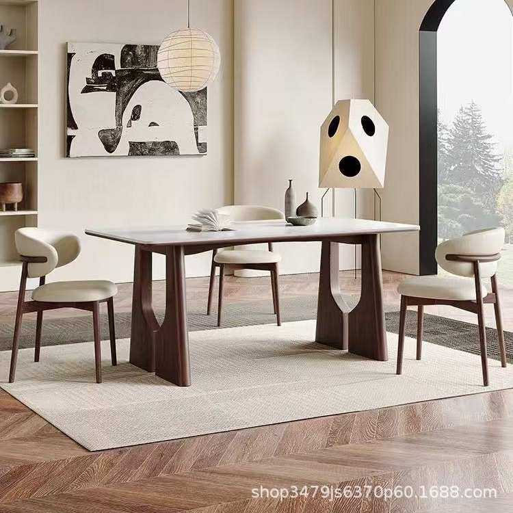 意式极简岩板餐桌椅组合轻奢现代简约长方形西餐桌灰色家用小户型,淘宝优惠券,粉丝福利购,淘宝优惠卷