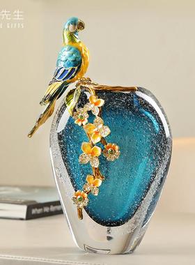 鹦鹉珐琅彩花瓶花器客厅54-珐琅柜办公室电视酒品柜档高装饰乔迁