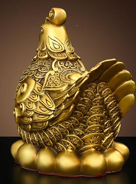 铜鸡摆司件黄铜母鸡金鸡下蛋生肖安宅家鸡居玄关BES装饰公工艺品