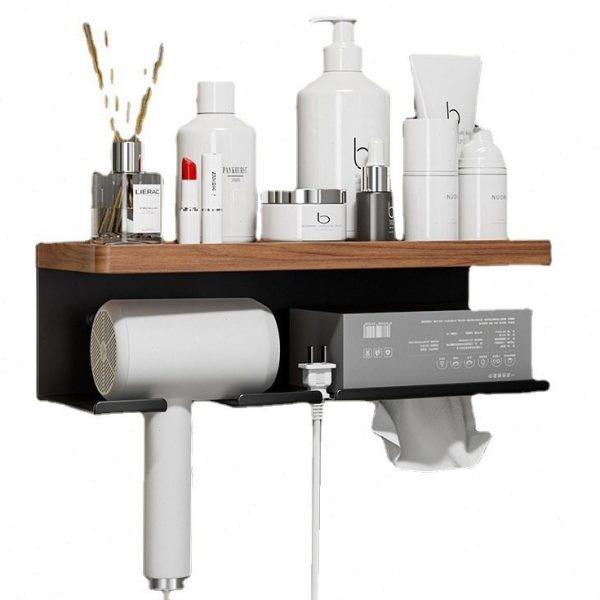吹风机置物架免打孔卫生间壁挂式电吹风支架浴室风筒收纳架子实木,淘宝优惠券,粉丝福利购,淘宝优惠卷