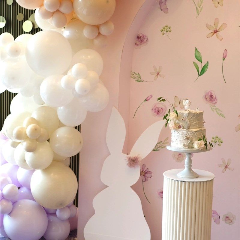 高级感白色印花小场景兔年男女百日宴一周岁生日布置KT板立体拱门,淘宝优惠券,粉丝福利购,淘宝优惠卷