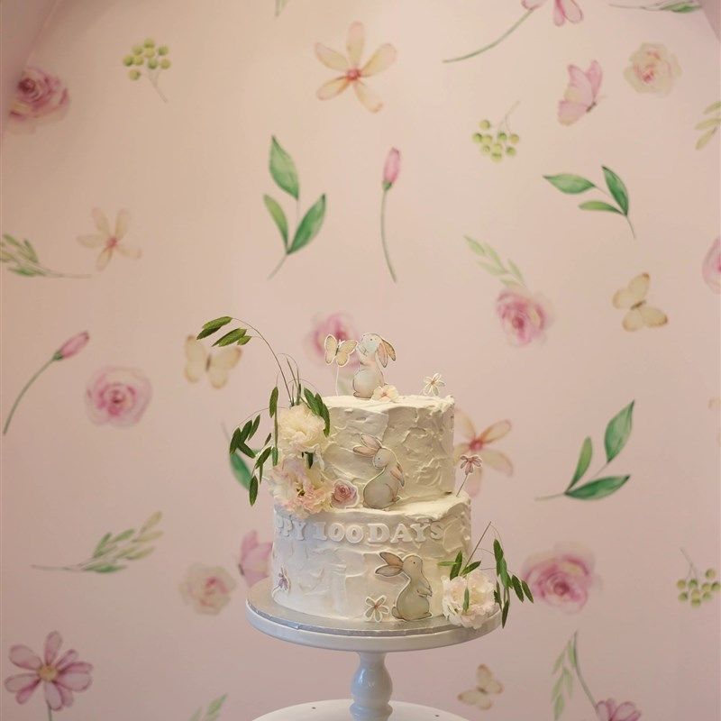 高级感白色印花小场景兔年男女百日宴一周岁生日布置KT板立体拱门,淘宝优惠券,粉丝福利购,淘宝优惠卷