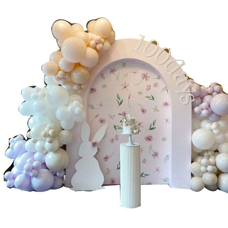 高级感白色印花小场景兔年男女百日宴一周岁生日布置KT板立体拱门,淘宝优惠券,粉丝福利购,淘宝优惠卷