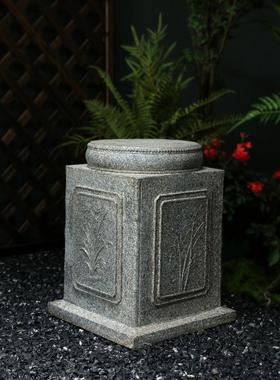 地摆件仿石墩人造石柱户外梅兰竹菊景新中落式庭院造花园盆景台底