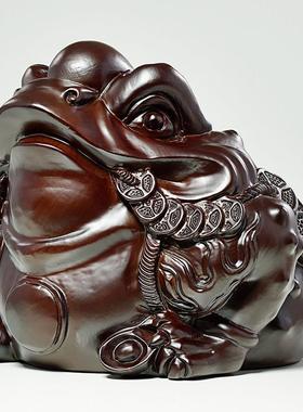 黑檀木雕金蟾财摆件装实木客厅办招公室桌面饰品三足蜍蟾2DW_JC32