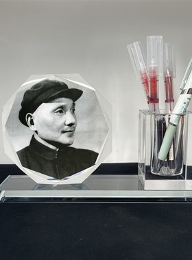 历史伟人邓小平画像水晶摆件工艺品书房桌子摆设品励志可定制图