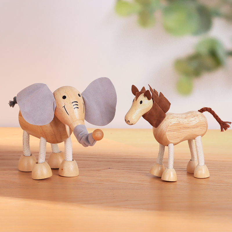 原木风格创意个性卡通木质动物摆件儿童房装饰品桌面置物架小摆设 - 图1