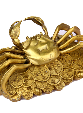 纯铜螃蟹摆件八方来财铜蟹家居摆件招财大号礼品家居铜茶宠饰品