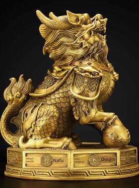 铜独角兽饰品男女对纯铜踏八卦独角兽办公店客厅装饰工艺品公司