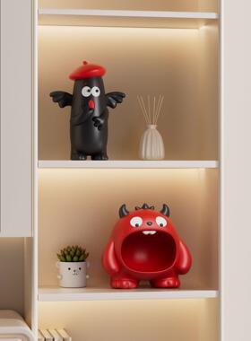 创意小怪兽入户钥匙收纳玄关摆件高级感电视柜酒柜置物架乔迁礼物