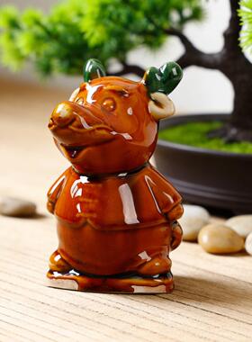 唐三彩十二生肖陶瓷摆件生肖卡通造型工艺品十二生肖守护治愈摆件