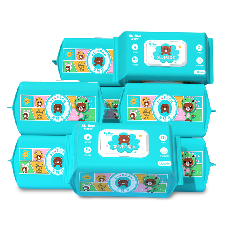 风铃熊新生儿湿巾大包80抽婴儿手口专用湿巾4包湿纸巾8包加大加厚,淘宝优惠券,粉丝福利购,淘宝优惠卷