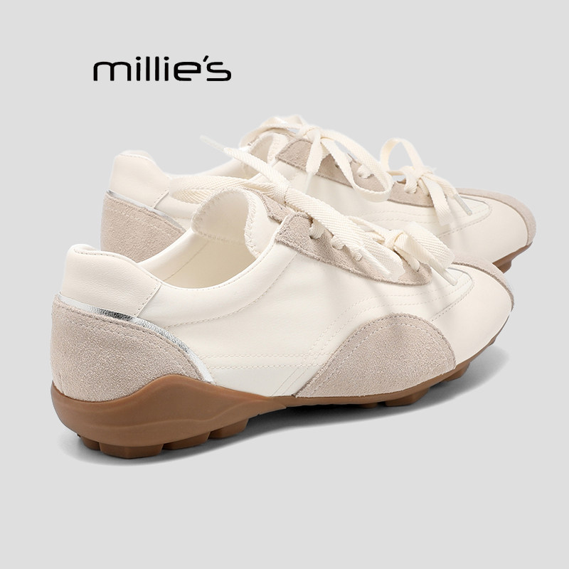 MILLIE'S/妙丽真皮系带深口单鞋春季新款女鞋时尚休闲鞋平底鞋Q,淘宝优惠券,粉丝福利购,淘宝优惠卷