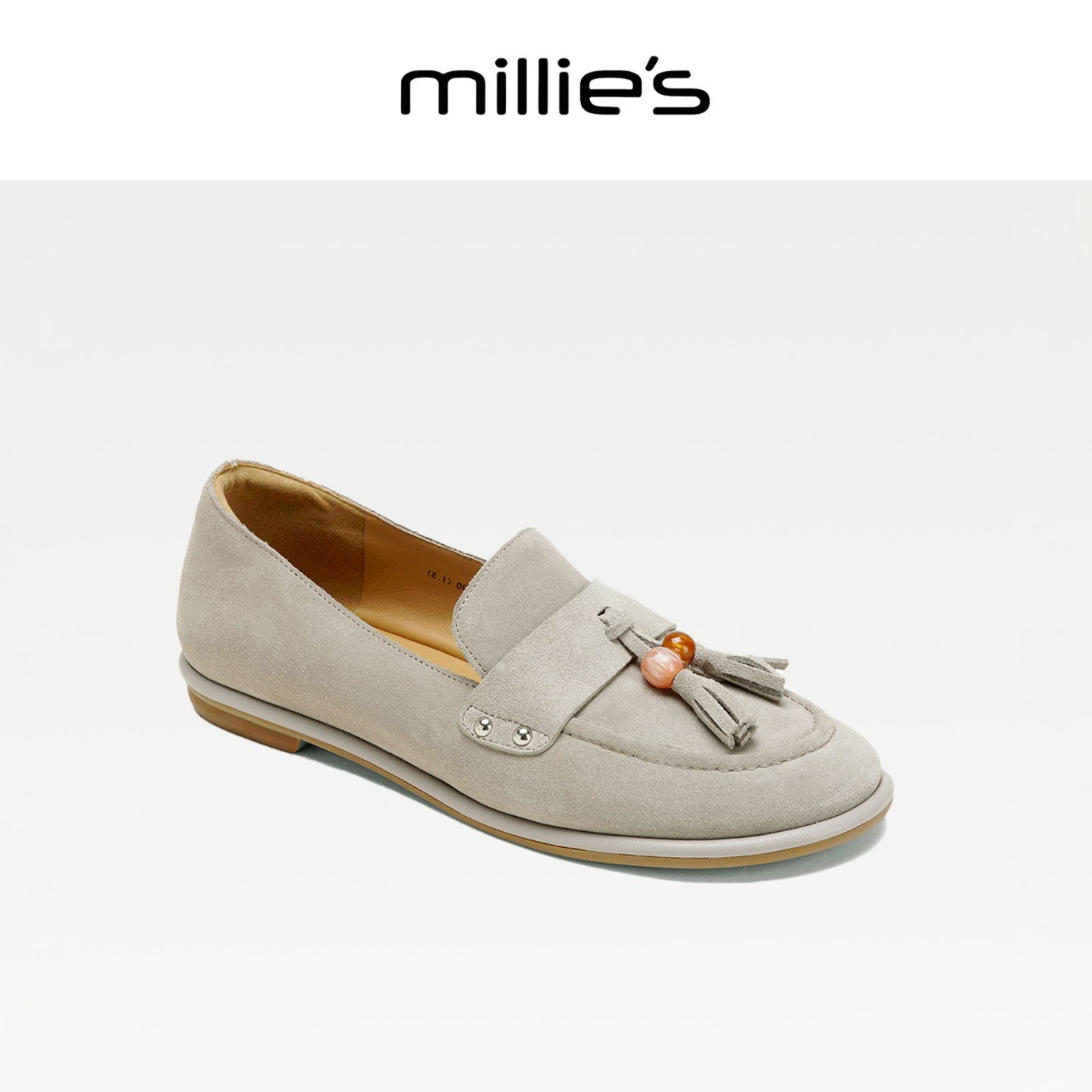 MILLIE'S/妙丽2025新款复古流苏乐福鞋女平底一脚蹬懒人豆豆鞋C,淘宝优惠券,粉丝福利购,淘宝优惠卷