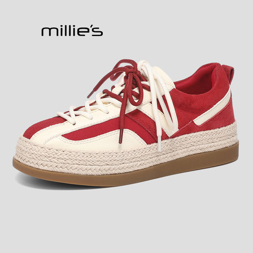 MILLIE'S/妙丽德训鞋女春季新款毛毛阿甘鞋时尚休闲平底板鞋子Q - 图3
