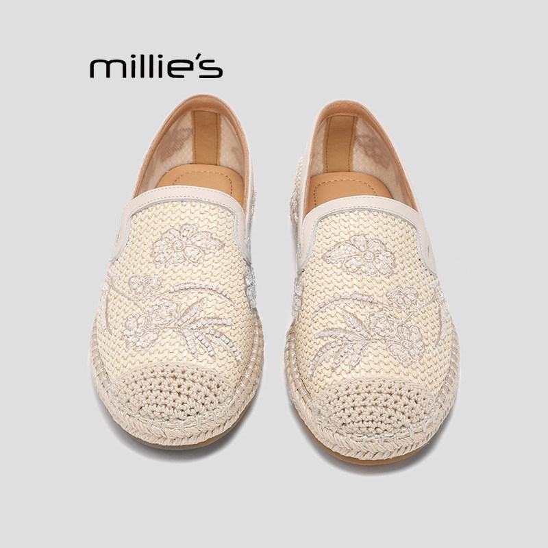 MILLIE'S/妙丽2026春季新款复古风女鞋一脚蹬平底舒适休闲鞋Q,淘宝优惠券,粉丝福利购,淘宝优惠卷