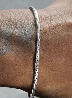 925 sterling silver 3MM Snake Chain Bracelet Men Hip Hop Sim