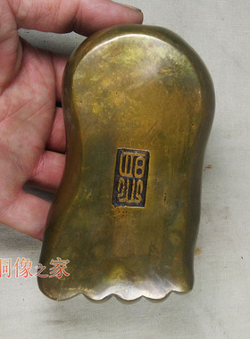 纯铜烟灰缸知足常乐摆件办公室家居做旧仿古摆设