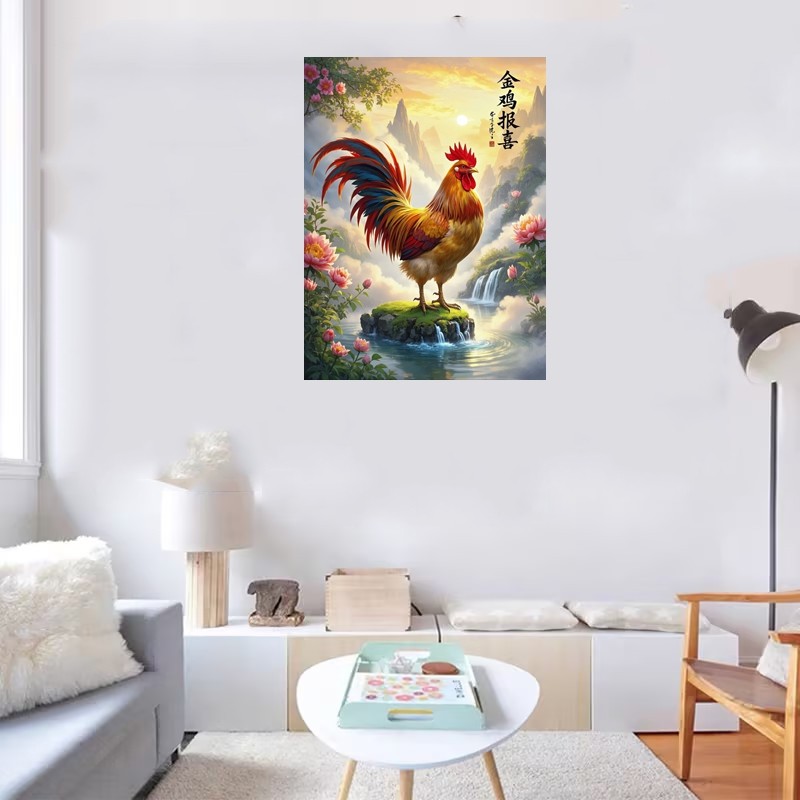 大公鸡贴画金鸡报喜画客厅中堂玄关墙面木门走廊装饰墙贴自粘,淘宝优惠券,粉丝福利购,淘宝优惠卷