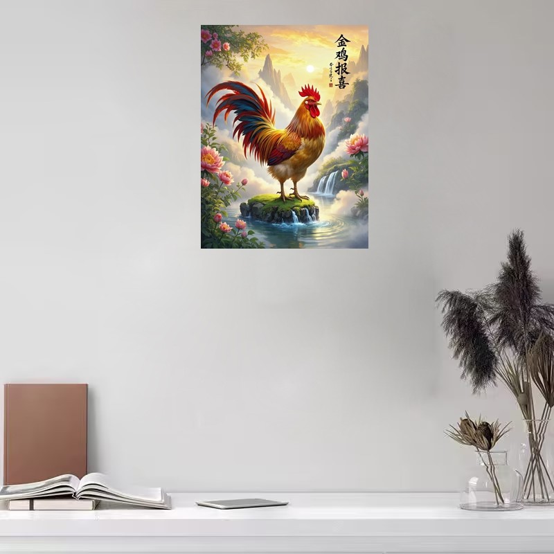 大公鸡贴画金鸡报喜画客厅中堂玄关墙面木门走廊装饰墙贴自粘,淘宝优惠券,粉丝福利购,淘宝优惠卷
