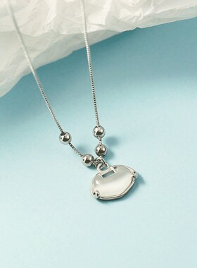 如意锁项链女贝母长命锁锁骨链小众设计韩版新款闺蜜礼物