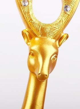 家居客厅电视酒柜小装饰品情侣鹿书房书柜树脂工艺品轻奢现代金色