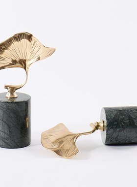 简约现代大理石银杏叶摆件样板房客厅办公室书柜轻奢酒柜装饰摆设