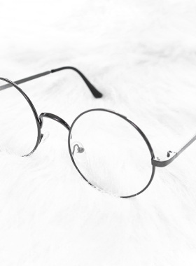 文艺平光镜眼镜 全框金属圆形眼镜架复古女款卖萌眼镜框
