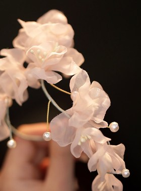 古风手链仙气森系花朵春夏手镯粉色F小众设计感仙女手环汉服配饰