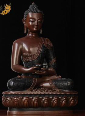 真古意 阿弥陀佛佛像摆件黄铜如来佛祖铜像三宝佛藏传工艺菩萨像