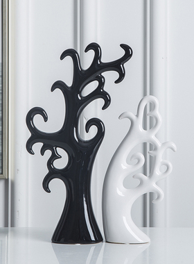 简约创意爱心树摆件家居客厅装饰品酒柜电视柜桌面陶瓷摆设工艺品