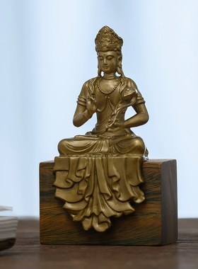 简修行普贤菩萨摆件文殊普贤佛像黄铜像雕像随身佛禅意家居装饰品