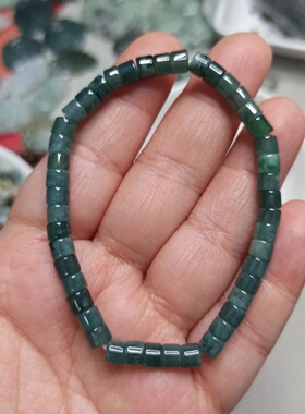 蓝水桶珠米珠手串危料深色