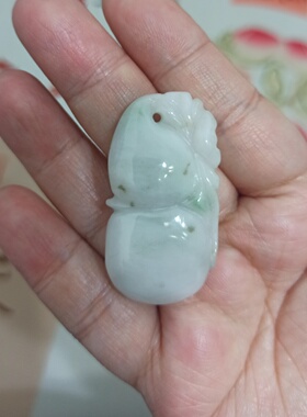 天然翡翠吊坠雕刻件手把件