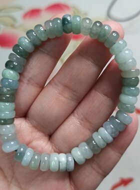 缅甸天然翡翠算盘珠手串