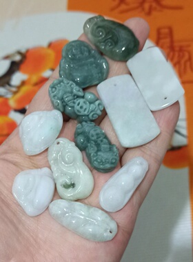 天然翡翠特色杂件如意貔貅叶